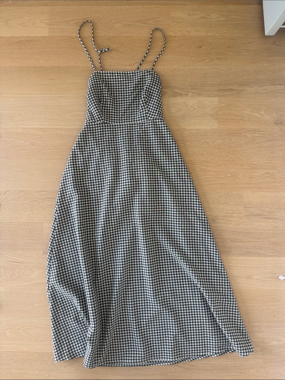 Gianni Bini Black & White Gingham Maxi Dress with Spaghetti Straps
